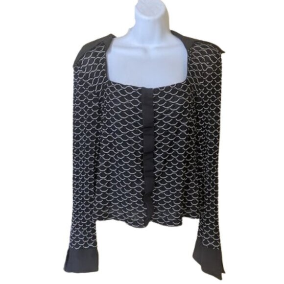 VINTAGE Montreal Desginer ELL JAY Unique Black and White Top Fits 14-16 - Picture 1 of 4